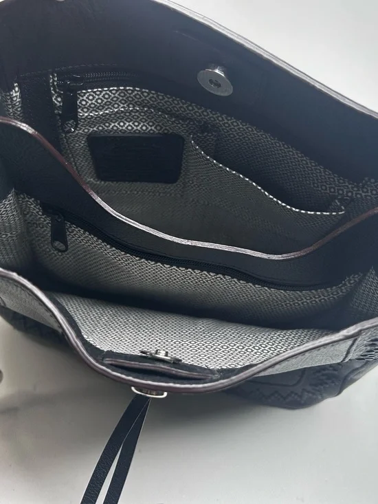 BRIGHTON Interlok Georgia Convertible Hobo BLACK $565 Pebbled Leather Celtic EUC - Picture 12 of 13